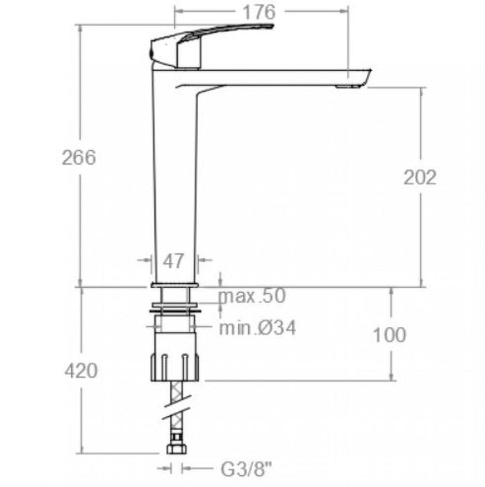 RAMONSOLER 571002NM NEW FLY Grifo Monomando Lavabo Caño Alto Negro Mate