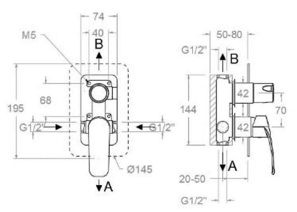 RAMONSOLER 571502S NEW FLY Grifo Monomando Ducha Sin Equipo Empotrado Cromo