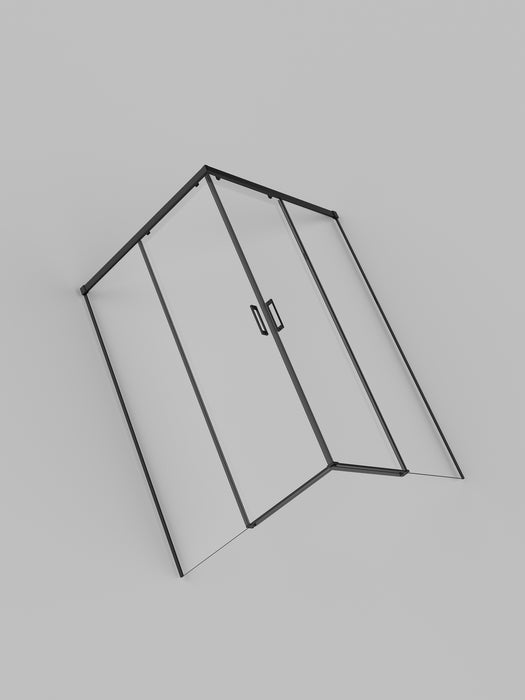 SB_X STYLO Mampara Ducha Cuadrada Negro Mate Transparente