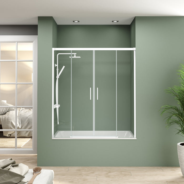 BATHME NIXON Mampara Frontal Bañera 2Fijos+2Correderas Blanco