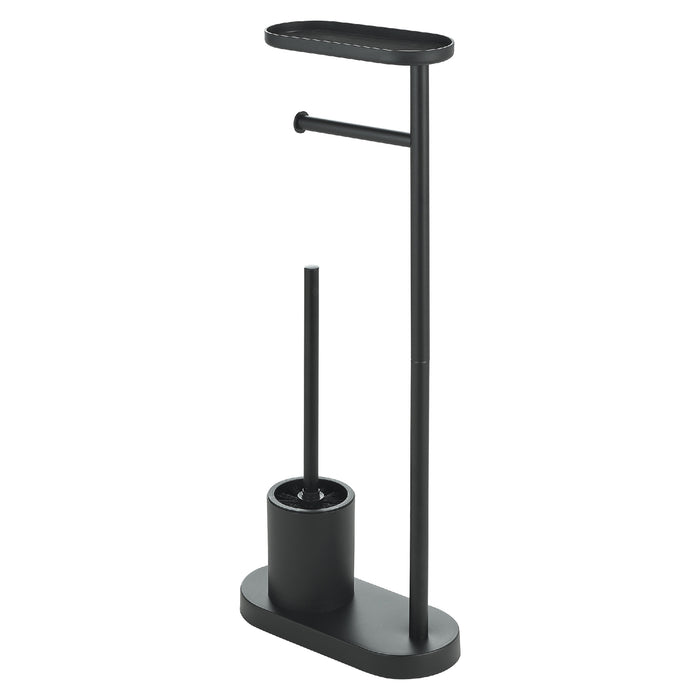 GEDY 30321400000 ELIOS Columna de pie con portarrollos, escobillero y repisa negro mate