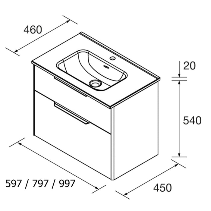 SALGAR LUVA Mueble+Lavabo Blanco Satinado Tirador Cromo