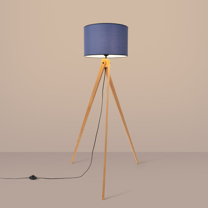 SOLLUX SL.1906 Lámpara de pie NATT navy azul marino/madera natural