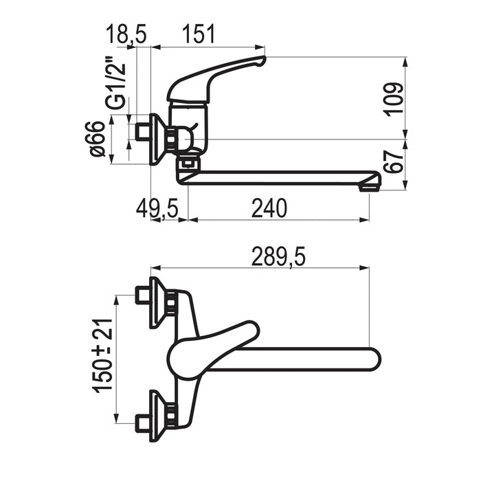 PRESTO 75096 Grifo hospitalario lavabo mural Cromo