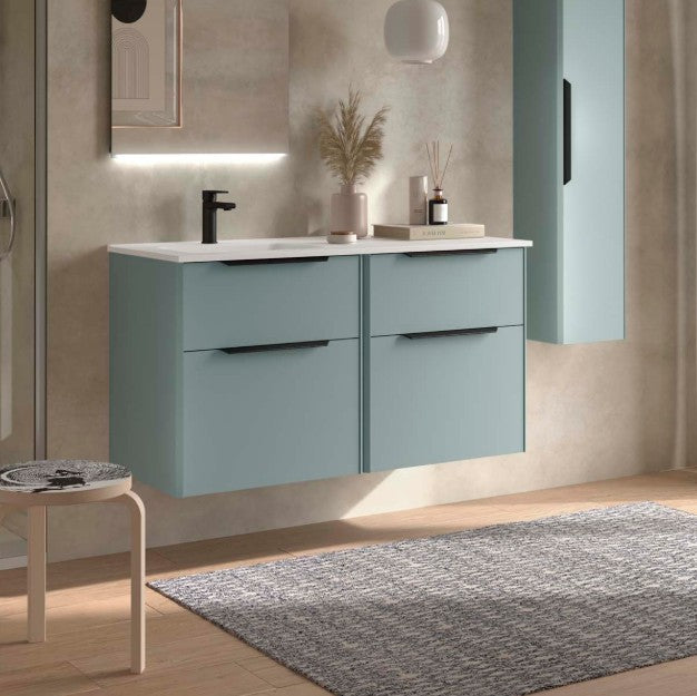 SALGAR 119772 LUVA Mueble+Lavabo 120 Con Encimera Derecha Aqua Tirador Negro