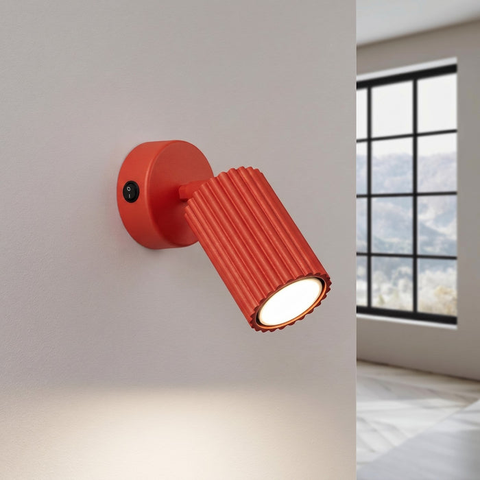 SOLLUX SL.2363 Aplique de pared KARBON rojo con interruptor