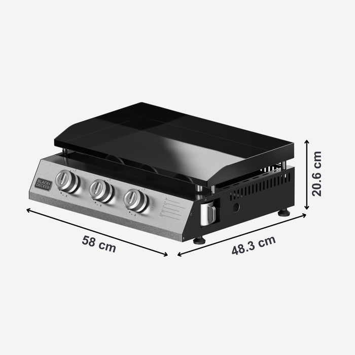 BLACK + DECKER BXOP7350E Plancha De Gas 3 Fuegos