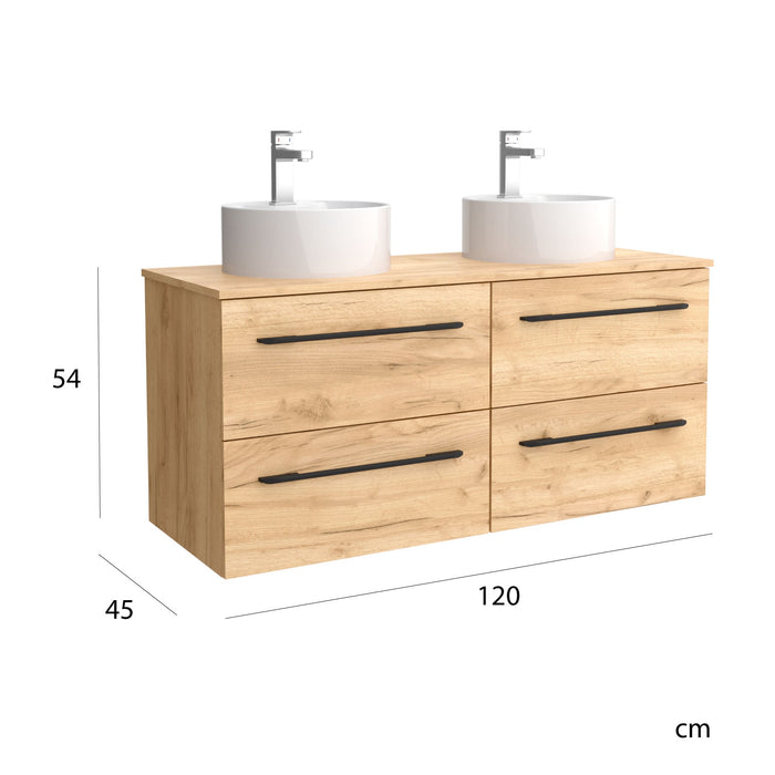 SALGAR 97966 MORAI Mueble de Baño con Lavabo y Encimera 120 cm Color Roble
