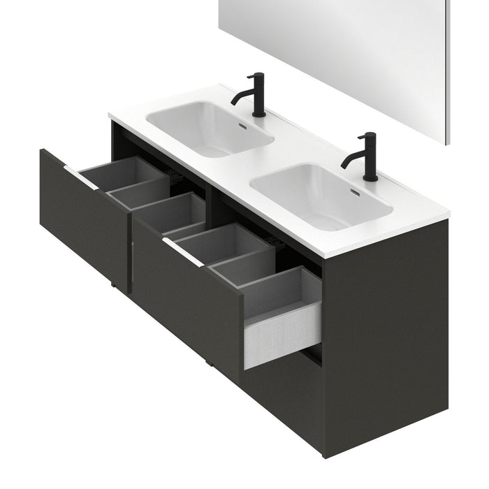 AMIZUVA C0073819 SUKI Mueble de Baño con Lavabo 4 Cajones 120 cm Antracita Brillo