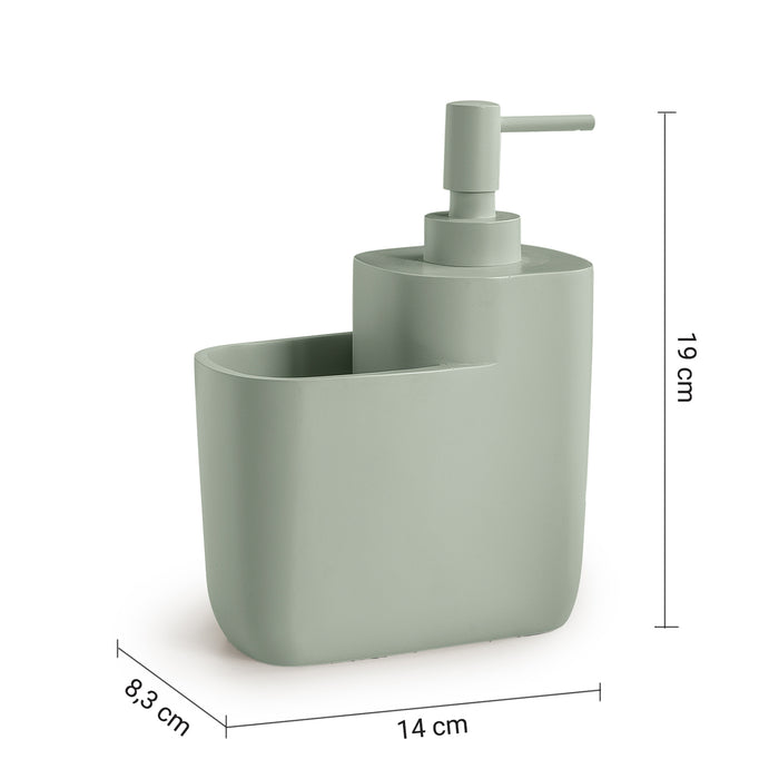 GEDY MA921700300 MACARON Dispensador de jabón de cocina con porta esponjas verde mate