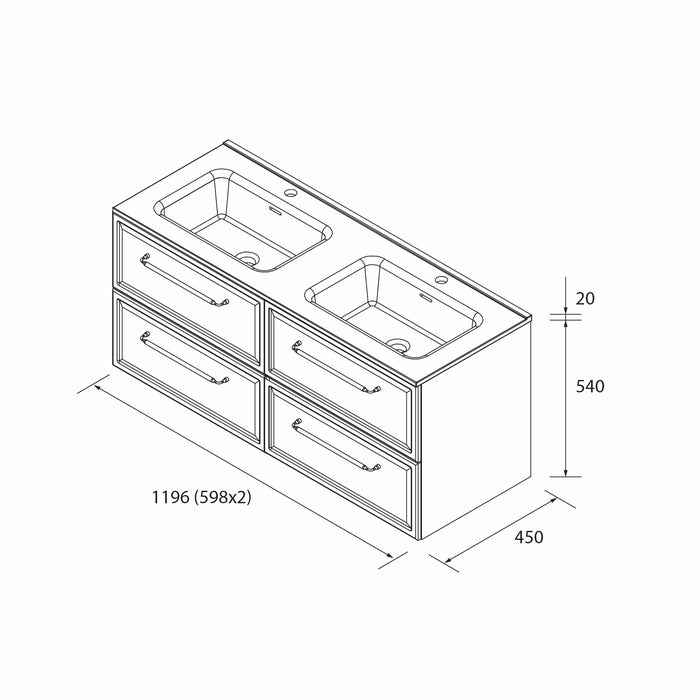 SALGAR 121799 RUNA Mueble+Lavabo IBON 120cm Roble