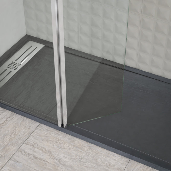 BATHME LIAM Mampara Ducha Fijo+Abatible Negro Transpartente