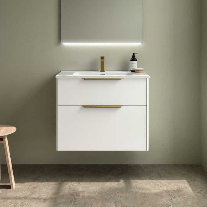SALGAR LUVA Mueble+Lavabo Blanco Satinado Tirador Oro
