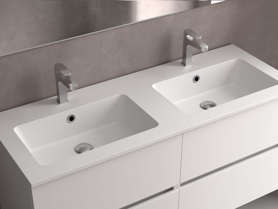 SALGAR 116077 NABUA Mueble de Baño 2 pozas Solid Surface 160cm Roble