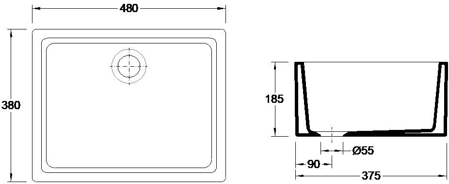 VALADARES 78615002 SINTRA Sink Laundry 48x38x19 cm White