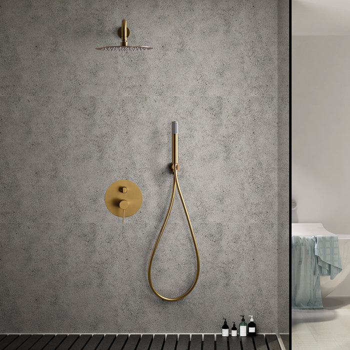 IMEX GPD038/OC LINE Conjunto de Ducha Empotrado Monomando Oro Cepillado