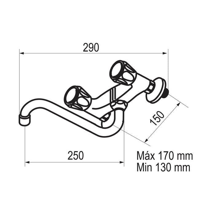 PRESTO 3833300 Elipse cocina mural bimando caño inferior Cromo