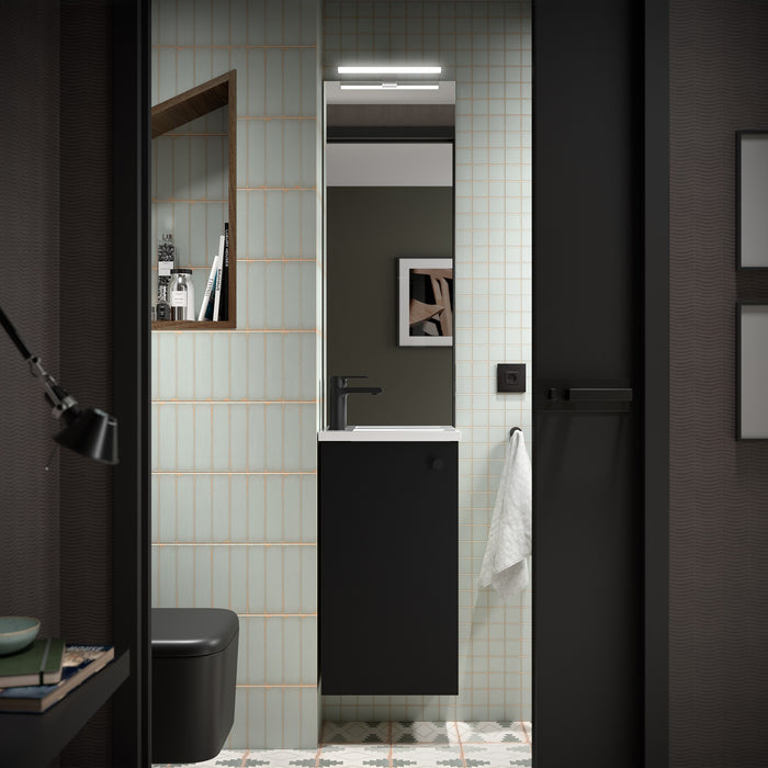 SALGAR 104994 MARVILLE Complete Set Mini Bathroom Cabinet with Sink 1 Door Matte Black Color