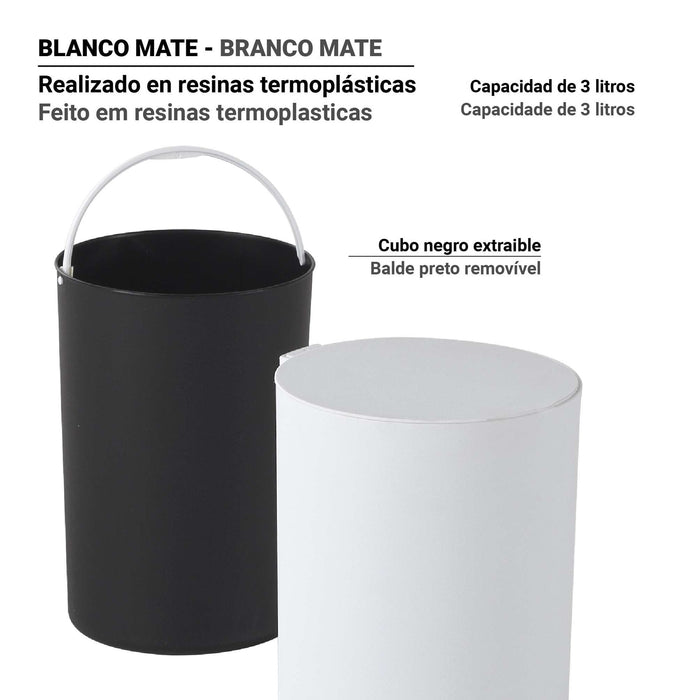 GEDY SH090200900 SHARON Matte White Wastebasket