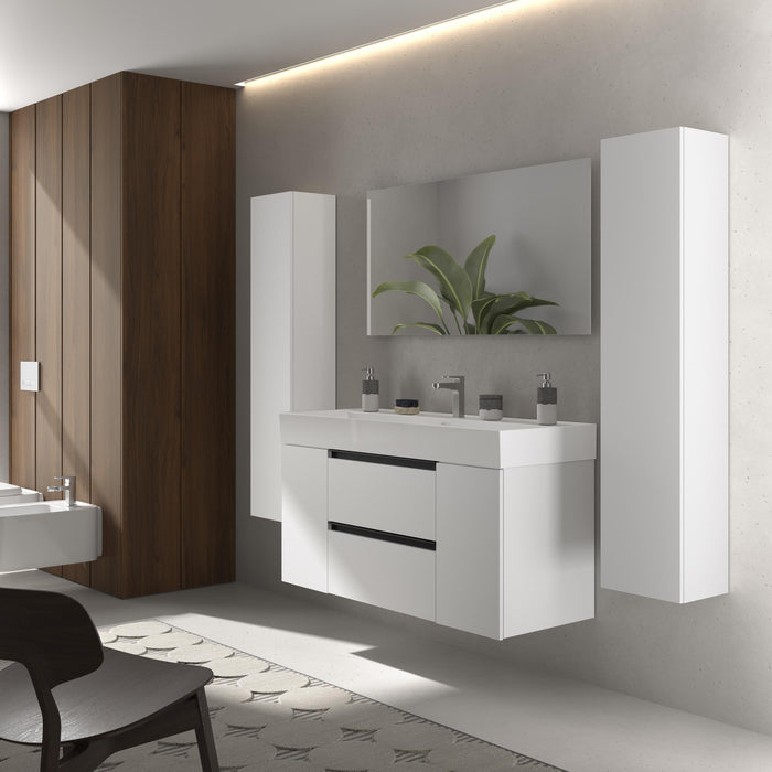 SALGAR 116053 BEQUIA PLUS METAL Mueble de Baño 1 poza Porcelana 120cm Blanco Mate