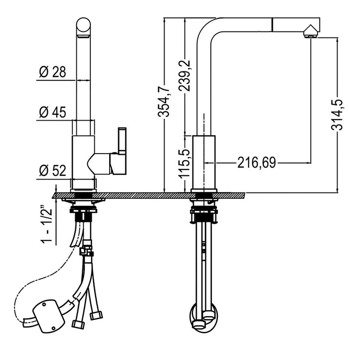 LLAVISAN L166354 ZIELO Monomando De Fregadero Extraible Cromo