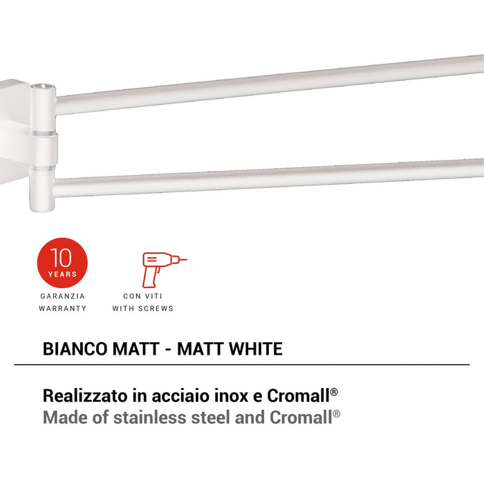 GEDY TO230200100 TONGA Double Towel Rack Matte White