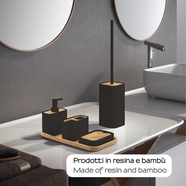 GEDY 13991400001 NINFEA Set 2 Piezas Negro Mate-Bambú