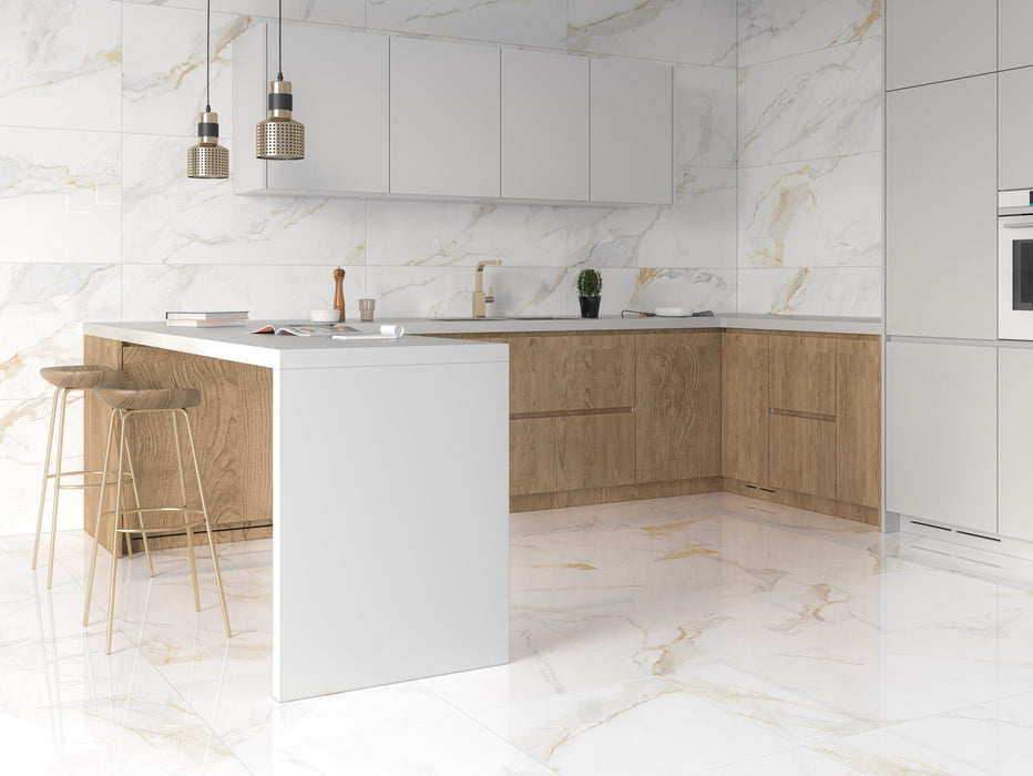 ECOCERAMIC MARSHALL GOLD 30x90 Azulejo Pasta Blanca