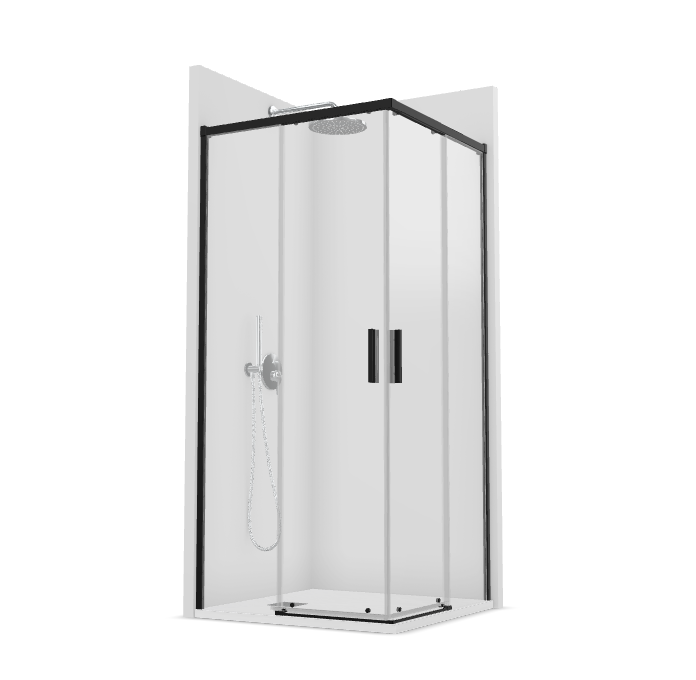 PROFILTEK SA-320 SALMA 2 hojas correderas+2 hojas fijas. 6 MM Negro Transparente