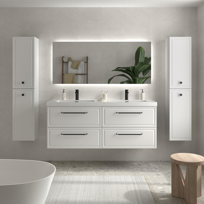 SALGAR 121801 RUNA Mueble de Baño 2 pozas Carga Mineral 140cm Blanco Mate