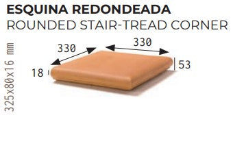 GRES DE ARAGON 900040 NATURAL Peldaño Esquina Redonda (Caja 2 Piezas)