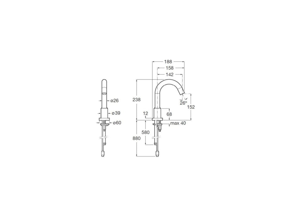 ROCA A5A3243C00 LOFT Grifo Electrónico Lavabo Agua Premezclada con Sensor Integrado En El Caño Cromo