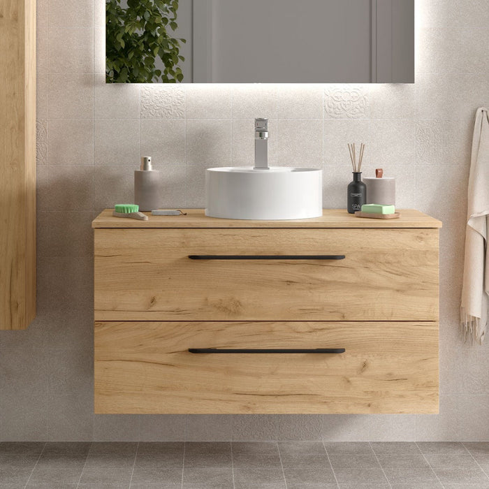 SALGAR MORAI Mueble de Baño con Lavabo y Encimera Color Roble