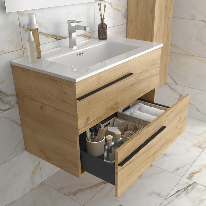 SALGAR 116083 YARA Mueble de Baño 2 pozas Porcelana 120cm Roble