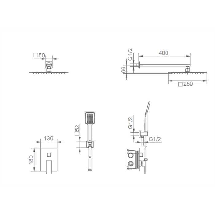 IMEX GPE006/NG DUBLIN Conjunto de Ducha Empotrado Monomando Negro Mate