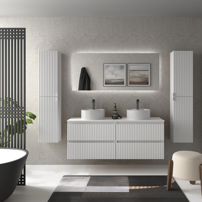 SALGAR 121777 KIRA Mueble de Baño 2 pozas Porcelana 140cm Blanco Mate