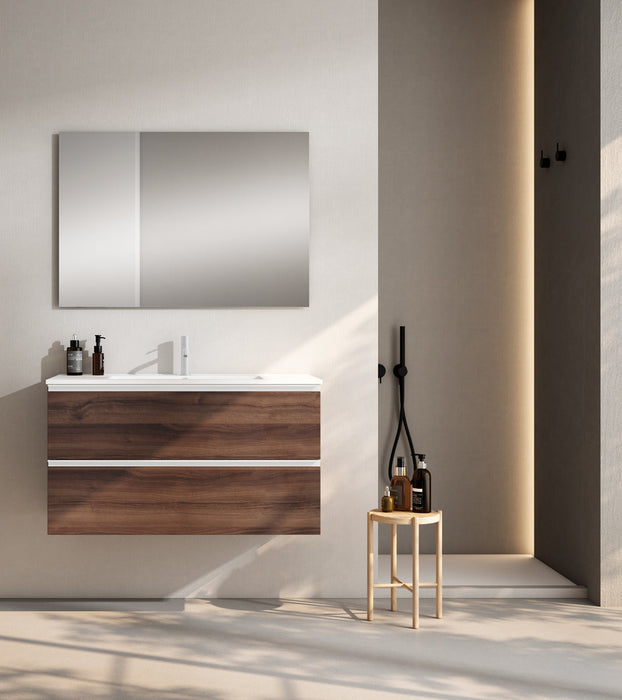 VISOBATH GRANADA Complete Set Wall Hung Bathroom Cabinet 2 Drawers Valenti Color White Handle