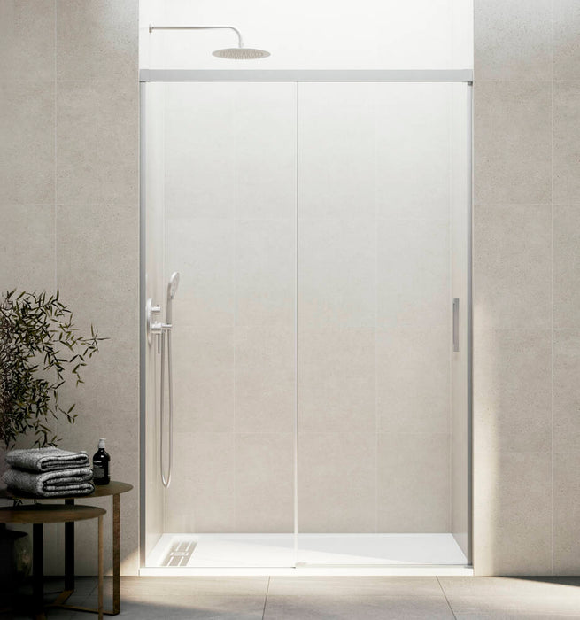 GME BASIC Mampara Frontal Ducha Corredera 1F+1C Nickel Vidrio Transparente