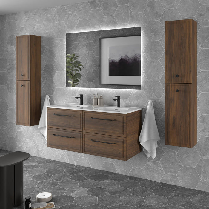 SALGAR 121800 RUNA Mueble de Baño 2 pozas Porcelana 120cm Nogal