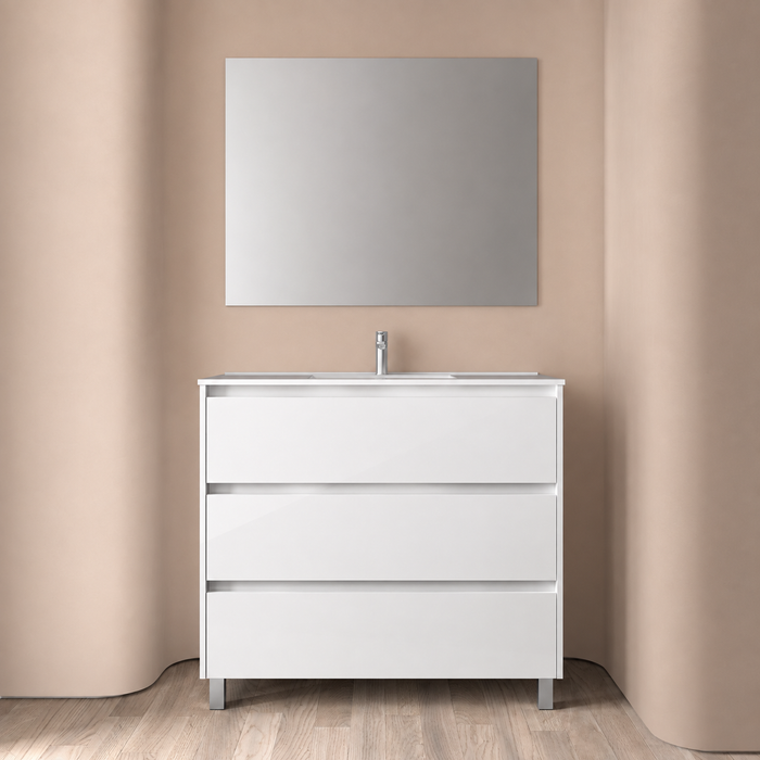 SALGAR NOJA Conjunto Mueble de Baño Completo 3 Cajones Color Blanco Brillo