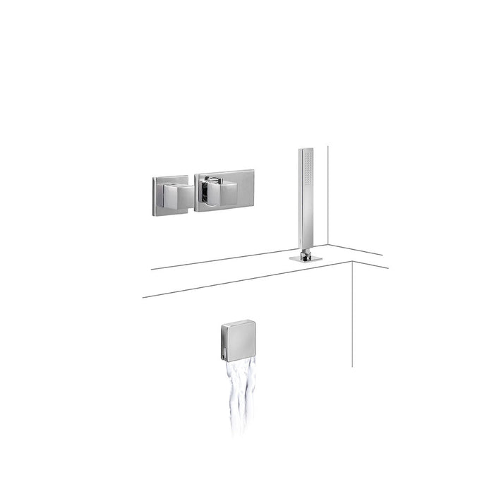 TRES 20725207 TRESMOSTATIC Thermostatic Bathtub Kit Waterfall Built-in Chrome
