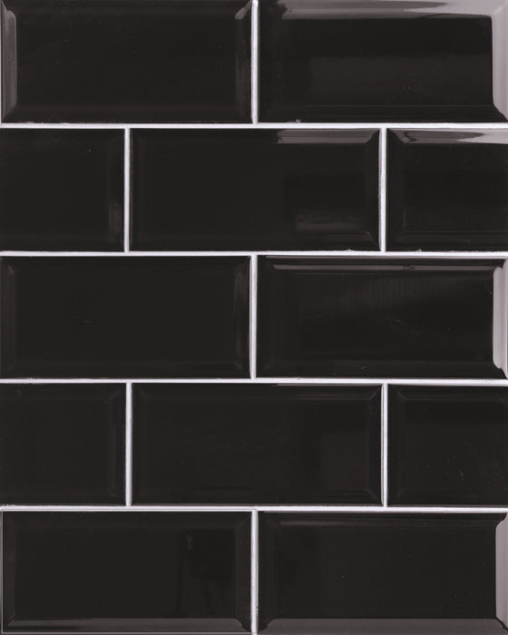 APE 4084096691 METRO Beveled Black Glossy 10X20 Red Paste