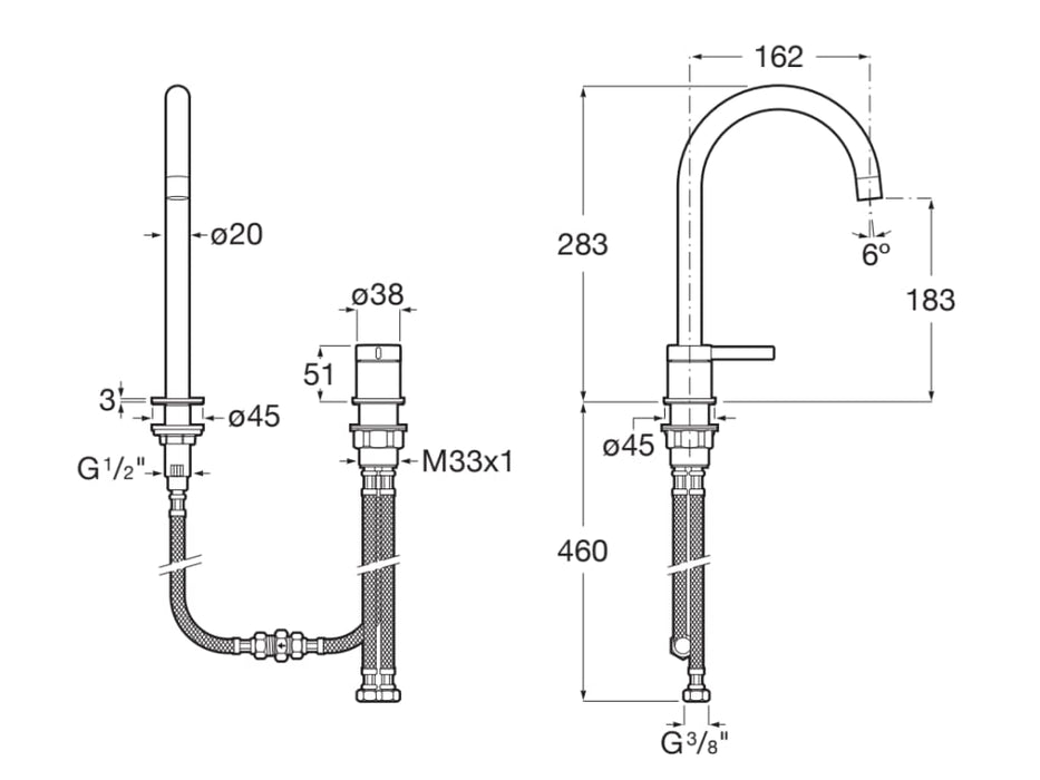 ROCA A5A389EC00 ONA Mezclador Lavabo con Maneta de Repisa Cromo