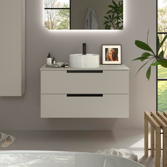 SALGAR LENI Mueble de Baño con Tapa Encimera Color Gris Mate