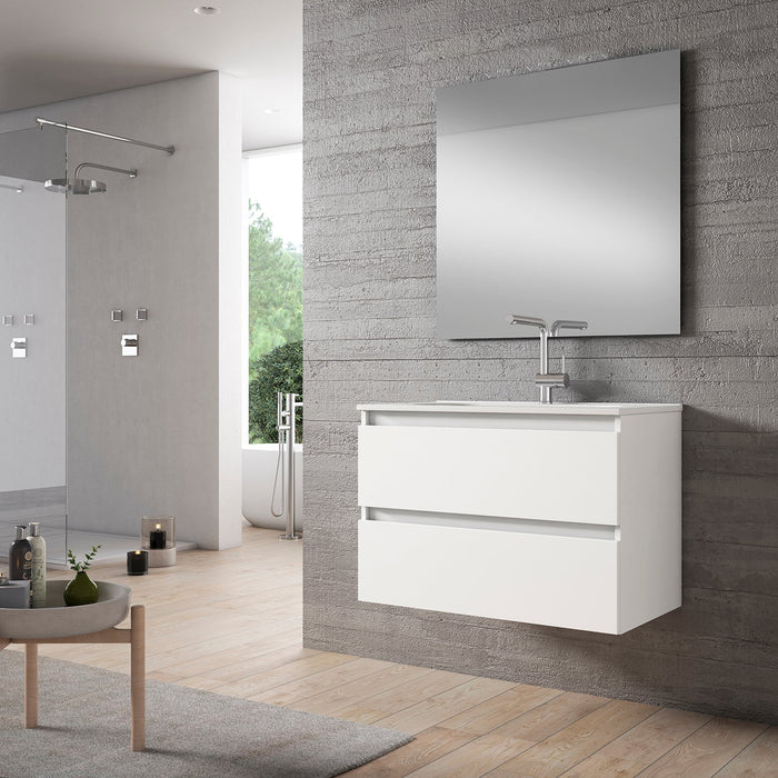 VISOBATH BOX Conjunto Mueble Completo Suspendido 2 Cajones Blanco Nieve Brillo