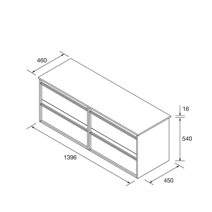 SALGAR 104987 ATTILA Bathroom Cabinet with Countertop Lid 4 Drawers 140 cm Color Nogal Maya