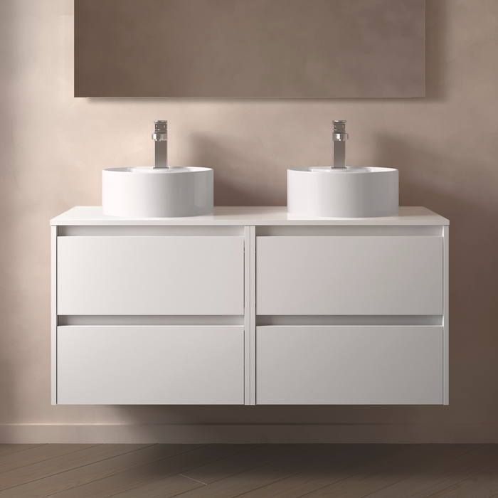 SALGAR 105516 NOJA Mueble de Baño con Tapa Encimera 4 Cajones 120 cm Color Blanco Brillo