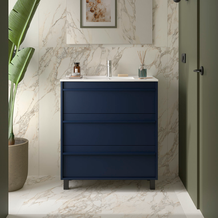 SALGAR ATTILA Mueble de Baño con Lavabo 3 Cajones Color Azul Mate