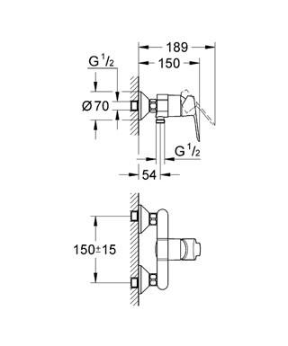 GROHE 23 333 000 BAUEDGE Single-lever Shower Faucet Chrome