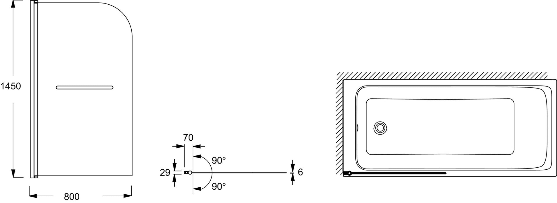 JACOB DELAFON E4932-GA ODEON UP Mampara de bañera Con Toallero